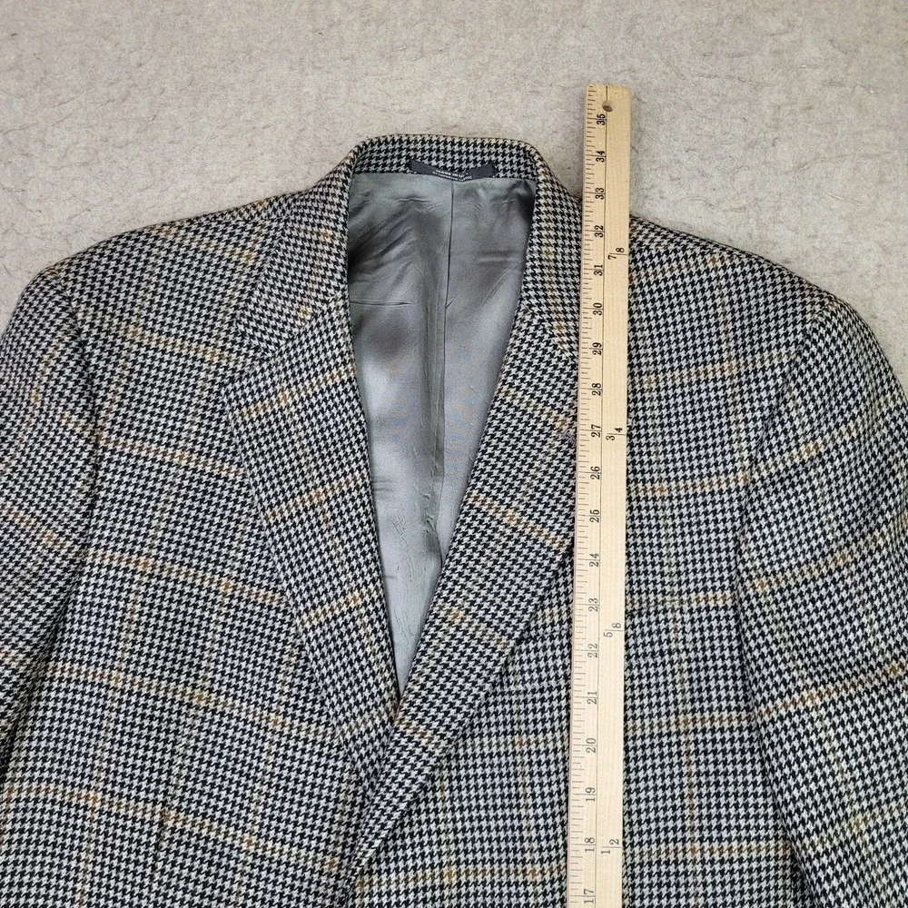 Austin Reed London Houndstooth Tweed Blazer Mens 42‎ Gray 2 Button Vintage USA